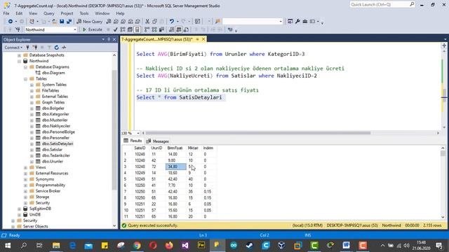 MSSQL DERSLERİ AVG FONKSİYONU KULLANIMI #DERS28 SQL SERVER 2019 EĞİTİMİ смотреть онлайн