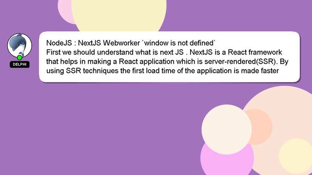 NodeJS : NextJS Webworker `window is not defined` смотреть онлайн