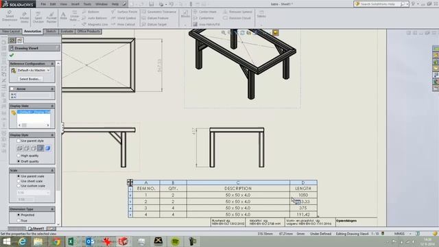 SolidWorks 2d drawing (2d drawing-video 3 of 4) - Weldment structure смотреть онлайн