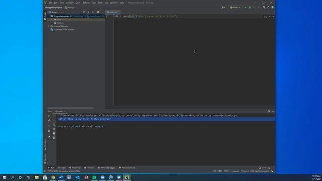 First Python program in PyCharm смотреть онлайн