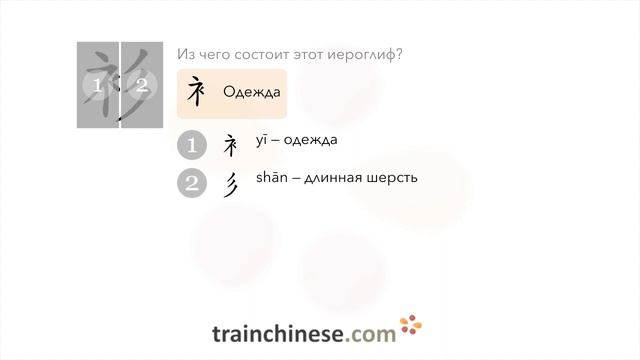 Как пишется 衫 (shān) – одежда без подкладки — порядок черт, ключ, примеры и произношение смотреть онлайн