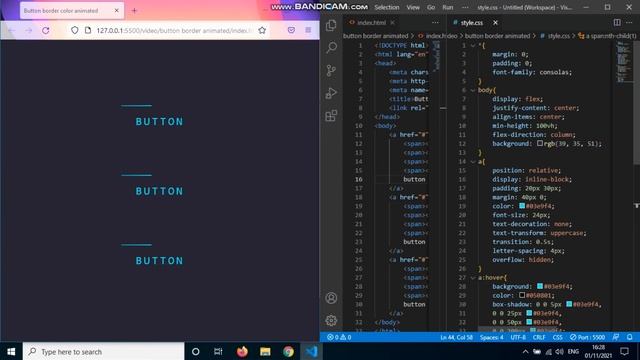 Html Css button border color effect animated  animation tutorial