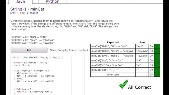 CodingBat | Java | minCat смотреть онлайн