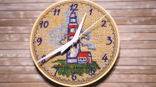 Вышитые настенные часы в пяльцах в морском стиле смотреть онлайн