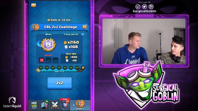 BEST DECKS? CRL 2v2 Challenge 15 Wins LIVE Gameplay w/ DiegoB - Clash Royale смотреть онлайн