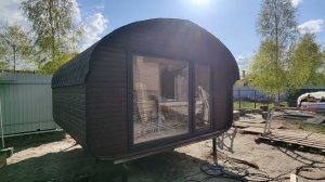 Баня Квадро-овал 4х4 с панорамным остеклением