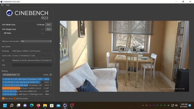 Ryzen 5600x Cinebench R23 Windows 11 смотреть онлайн