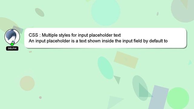 CSS : Multiple styles for input placeholder text смотреть онлайн
