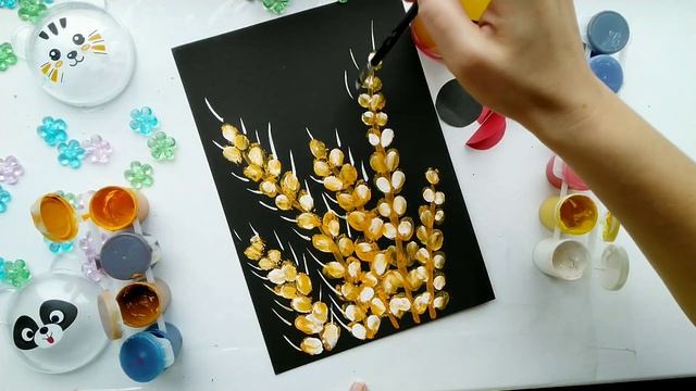Божьи коровки на колосках! Рисунок-аппликация! смотреть онлайн