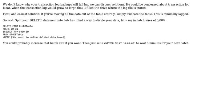 Databases: Sql Server Transaction logs during large deletes (3 Solutions!!) смотреть онлайн