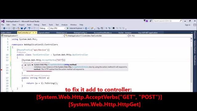 MVC - WebApiConfing - Fix Error - The requested resource does not support http method 'GET' смотреть онлайн