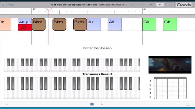 Shawn Mendes - Treat You Better; chords & lyrics. [ PlayAlong Video how to play piano & guitar ] смотреть онлайн