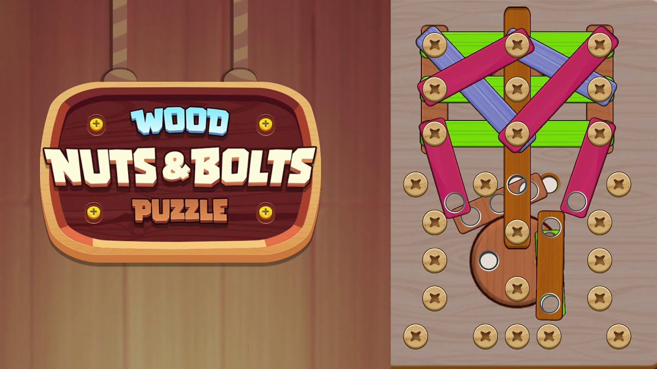 Wood nuts and bolt puzzle. смотреть онлайн
