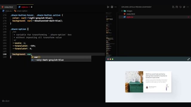 Article preview card component with HTML CSS JS смотреть онлайн