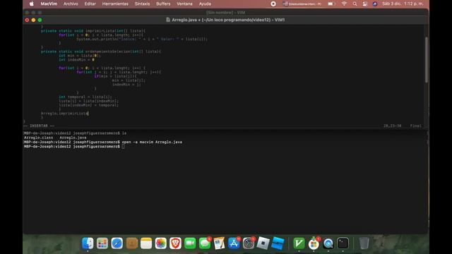 Java + Vim 15: Algoritmo De Ordenamiento Por Selección (Selection Sort) смотреть онлайн