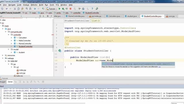Lession 05: Create Controller, Model and View in Spring MVC смотреть онлайн