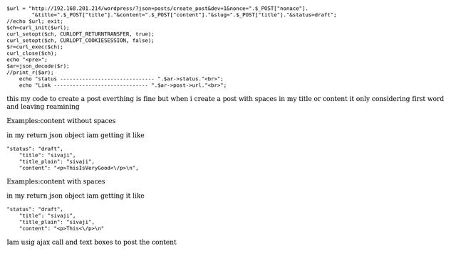 Wordpress: uneven behaviour create a post in using json api with white spaces смотреть онлайн