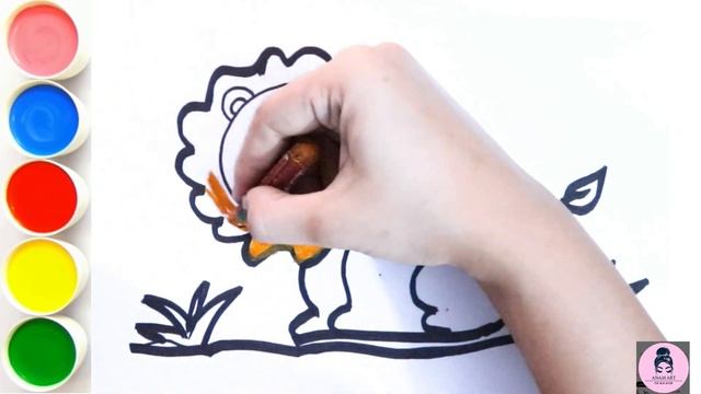 Lion Drawing, Painting and Coloring for Kids & Toddlers | Drawing Basics #219 смотреть онлайн