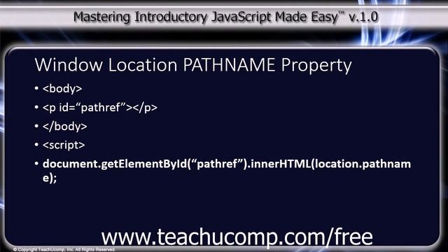 JavaScript Training Tutorial Window Location PATHNAME Property смотреть онлайн