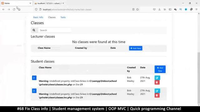 #68 Fix class info | Student management system in PHP | OOP MVC | Quick programming tutorial смотреть онлайн