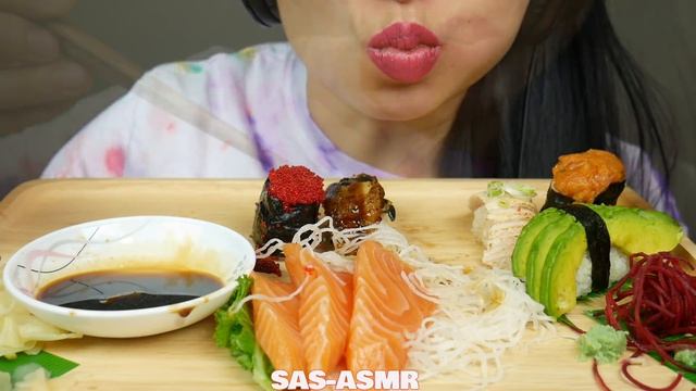 ASMR SUSHI PLATTER *SASHIMI + NIGIRI (EATING SOUNDS) NO TALKING | SAS-ASMR смотреть онлайн
