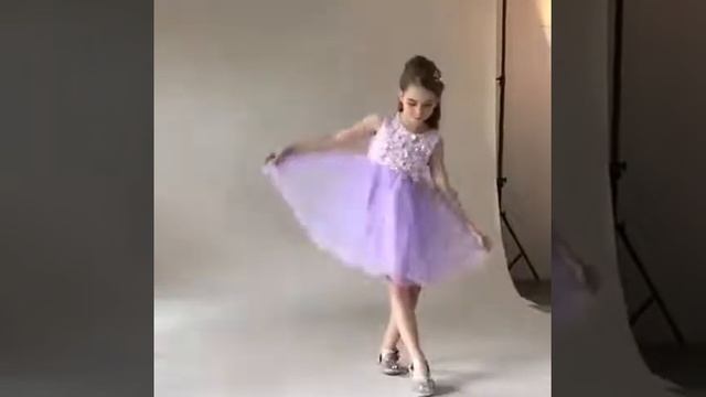 Нарядное лавандовое платье до колена с объемным цветком для девочек детские кружевные сетчатые смотреть онлайн