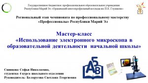 Мастер-класс «Использование электронного микроскопа в образовательной деятельности начальной школы»