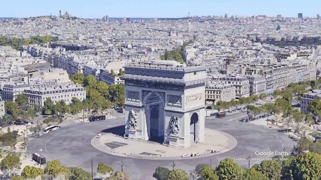 L'arrivée sur les Champs-Elysées vue depuis Google Earth Studio смотреть онлайн