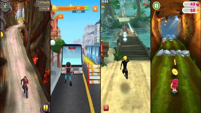 Temple Run 2 Jungle Fall Vs Bus Rush Vs Agent Dash Vs berry rush - Endless Run Game Play смотреть онлайн