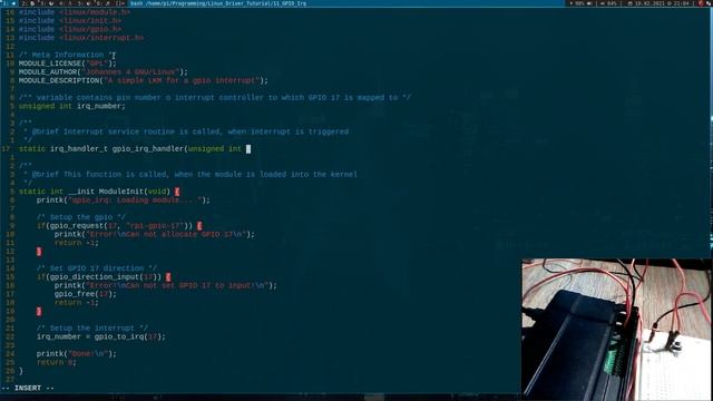 Let's code a Linux Driver - 11: Using GPIO Interrupts in a Linux Kernel Module смотреть онлайн