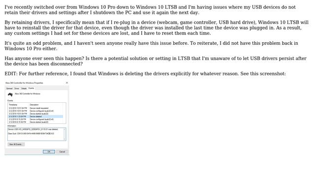 Windows 10 LTSB USB drivers do not save after power off смотреть онлайн