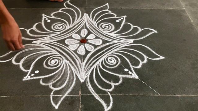 Easy rangoli designs for beginners| Easy kolam designs| Small 5*1 lotus rangoli designs смотреть онлайн
