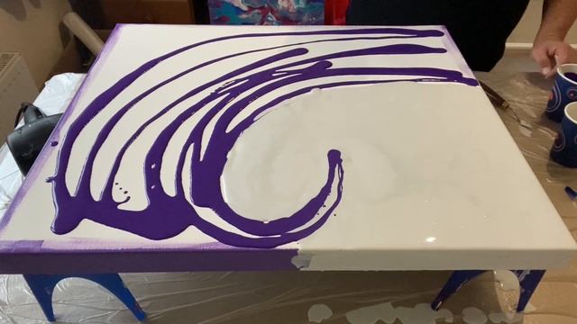 Acrylic Pouring Fluid Art - Wave - Purple & Silver #004 смотреть онлайн