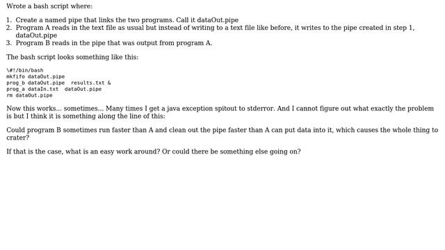 Unix & Linux: Broken pipes! Problem with using named pipes to link together 2 standalone programs смотреть онлайн