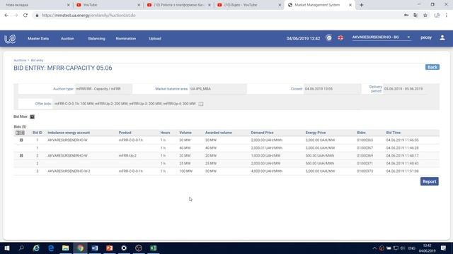 Робота з платформою балансуючого ринку та ринку допоміжних послуг. Частина друга.