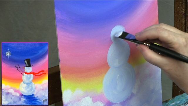 Simple SNOWMAN Christmas Step by Step Acrylic Painting on Canvas for Beginners | TheArtSherpa смотреть онлайн