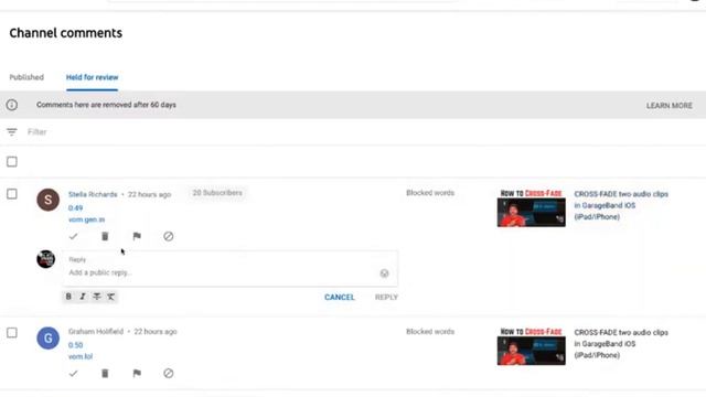 Blocked words, Held for review, Approved List | Managing YouTube Comments смотреть онлайн