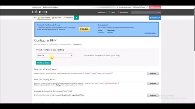 Com modificar la versió de PHP des del panell de control смотреть онлайн