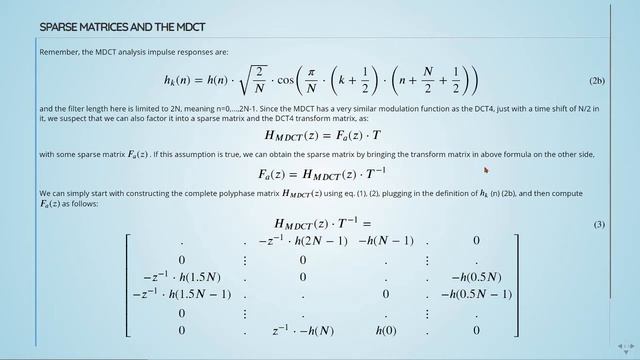 Multirate Signal Processing: 13 MDCT - 06 Sparse Matrices and the MDCT смотреть онлайн