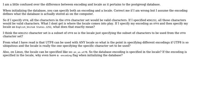 Databases: Confused over encoding/locale in postgresql смотреть онлайн