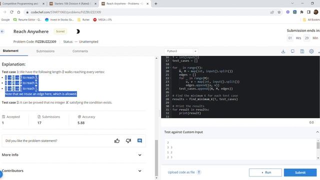Reach Anywhere codechef solutions смотреть онлайн
