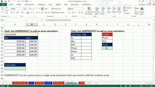 Highline Excel 2013 Class Video 17: Introduction To SUMPRODUCT Function смотреть онлайн