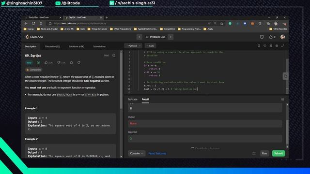 Leetcode 69 - Sqrt(x) - Litcode смотреть онлайн