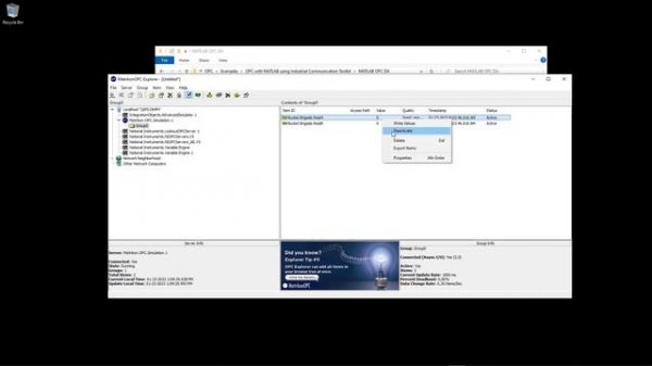 OPC with MATLAB using Industrial Communication Toolbox