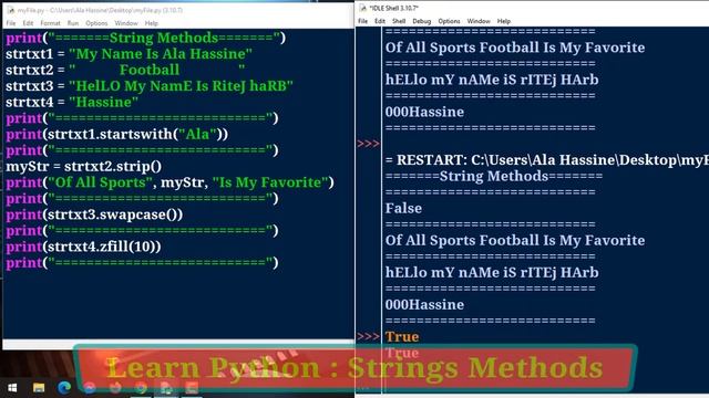 #28 : Learn Python | String Methods In Python | StartsWith , Strip , SwapCase , Zfill | Part 8 смотреть онлайн