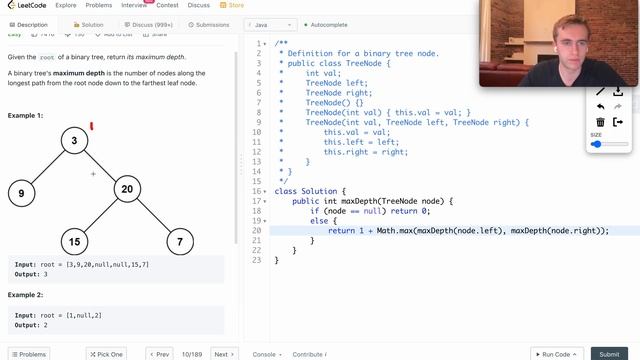 104. Maximum Depth of Binary Tree Java Solution смотреть онлайн