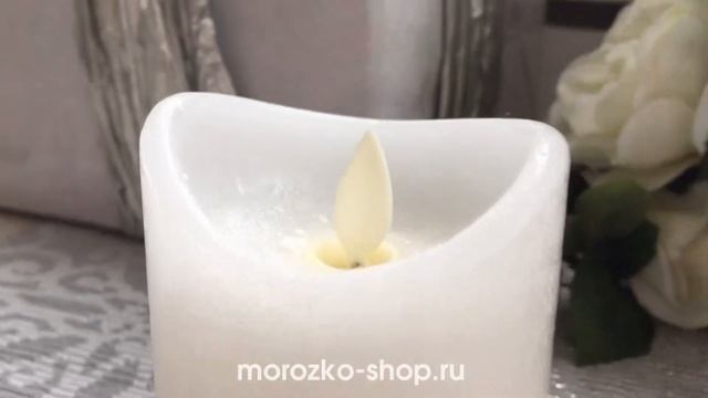 Свеча восковая УЮТНЫЙ СВЕТ с 'живым' пламенем, белая, 7.5х10 см, LED, батарейки, таймер AX5400000 смотреть онлайн