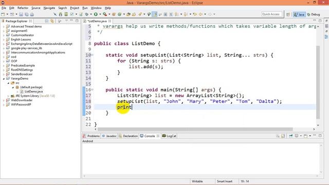 Variable Length Argument Lists in Java смотреть онлайн