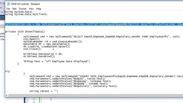 How to Insert Search Update Delete Show All Data using C# connected class of ADO.net смотреть онлайн