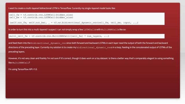 Multi-layered bidirectional_dynamic_rnn: incompatible with MultiRNNCell? смотреть онлайн